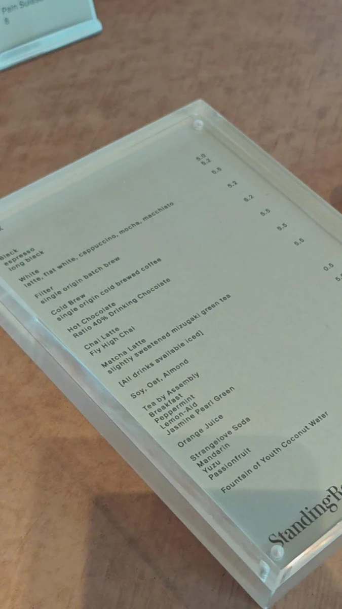 Menu, Standing Room Coffee - Carlton