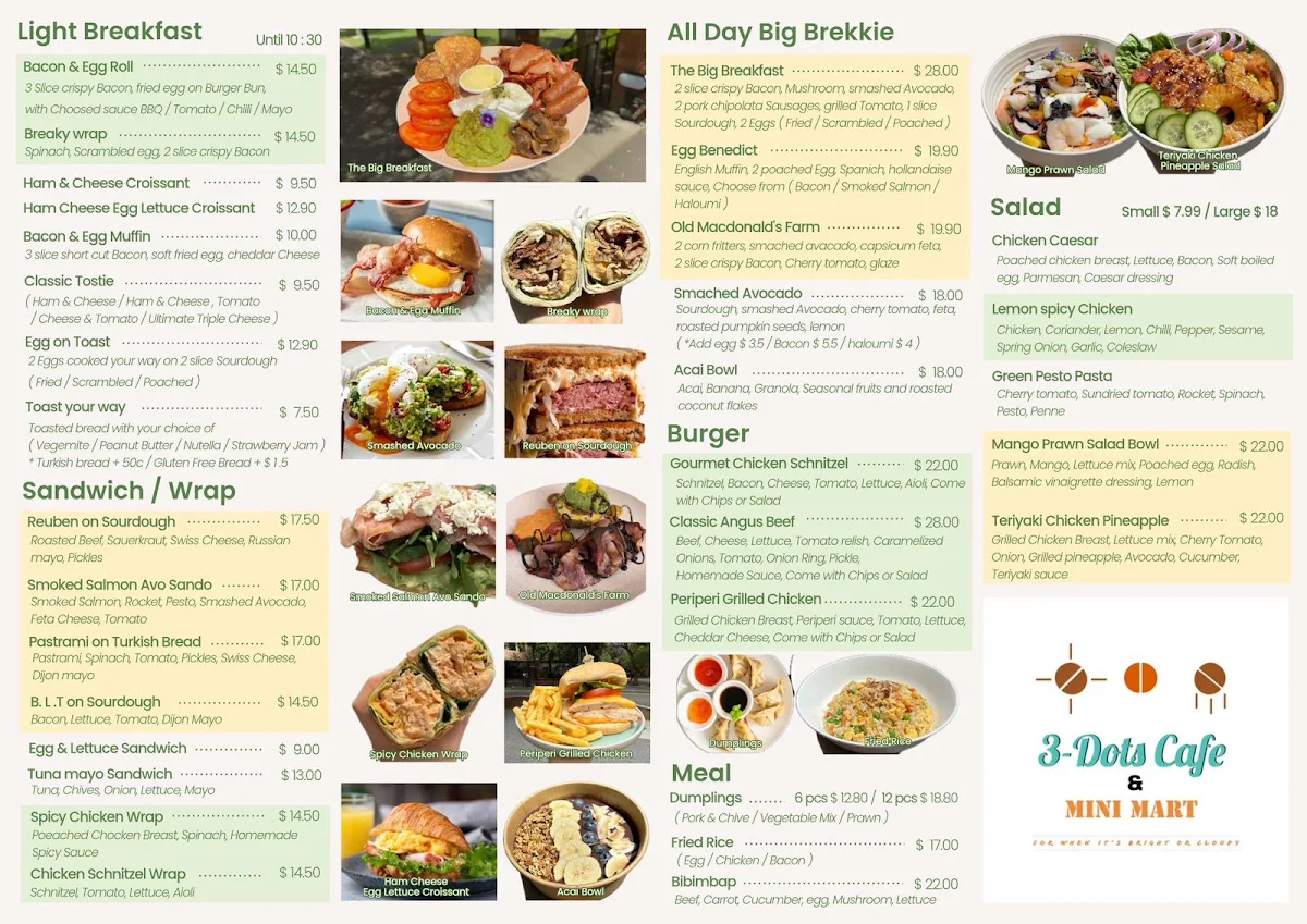 Menu, 3-Dots Cafe & Mini Mart