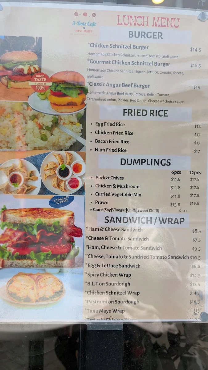 Menu, 3-Dots Cafe & Mini Mart