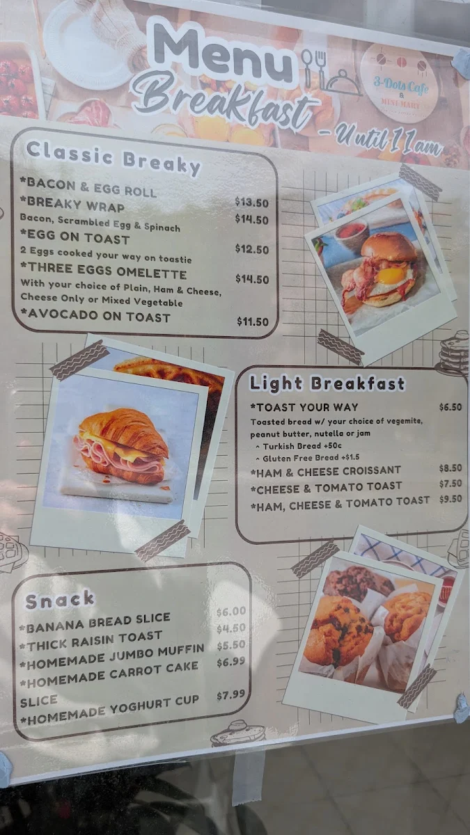 Menu, 3-Dots Cafe & Mini Mart
