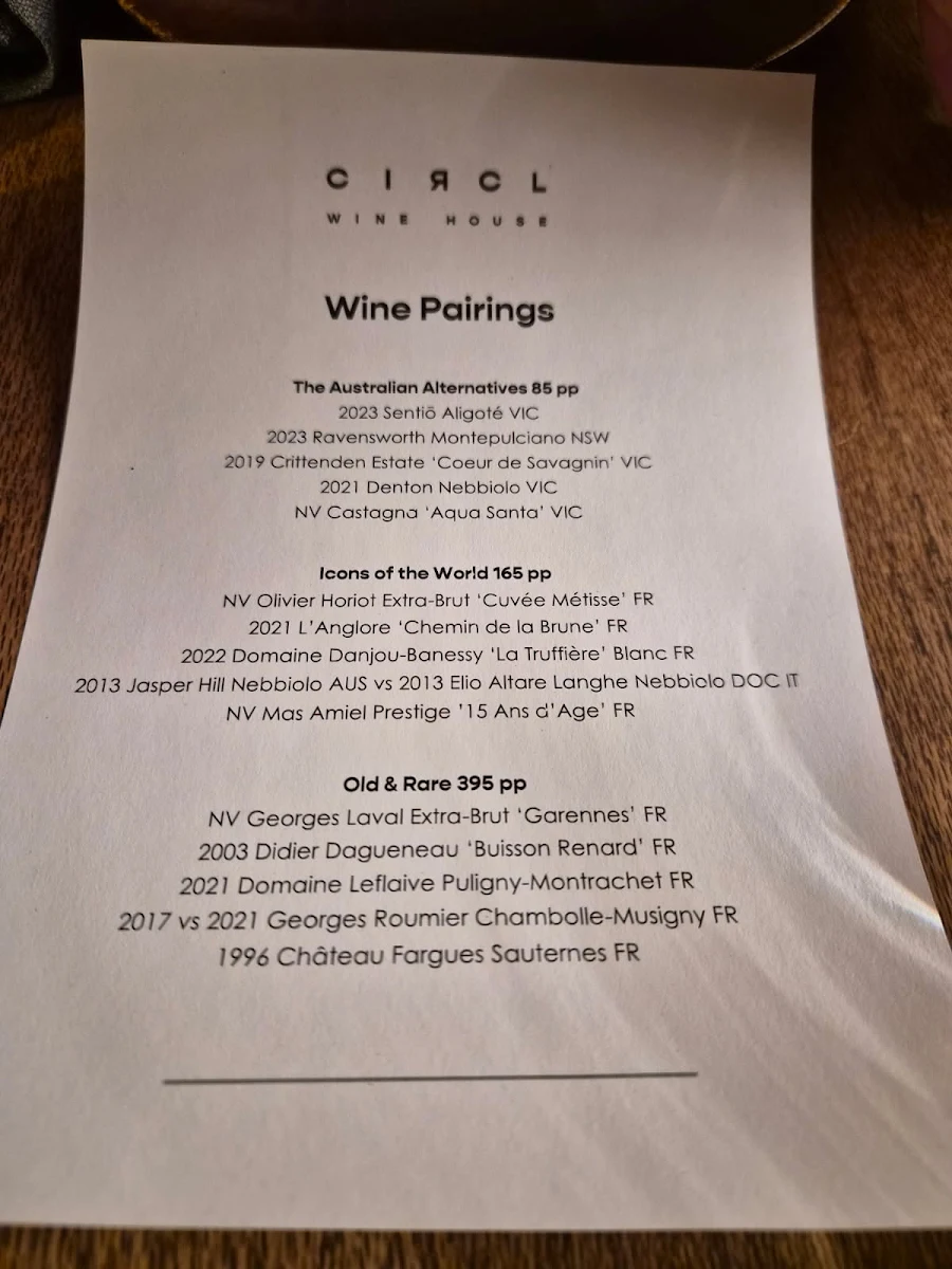 Menu, Circl