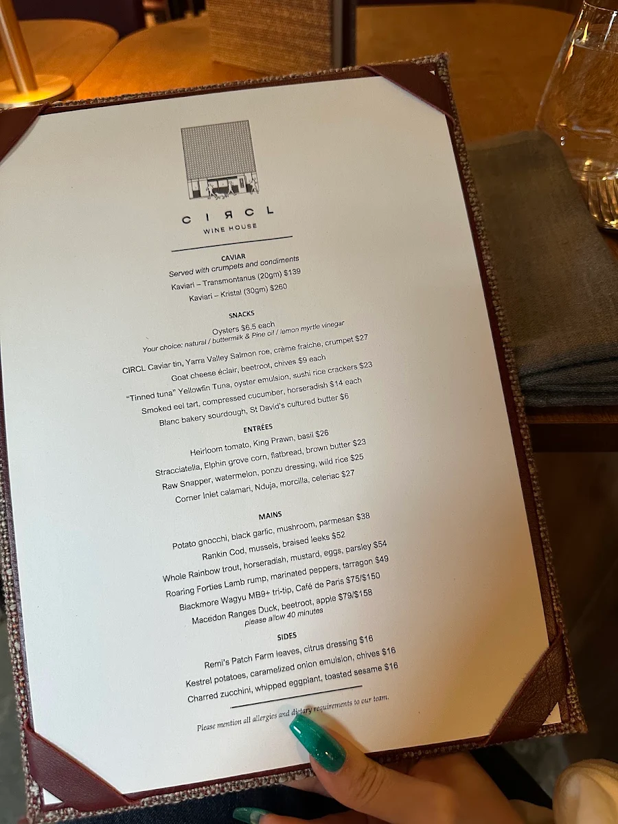 Menu, Circl