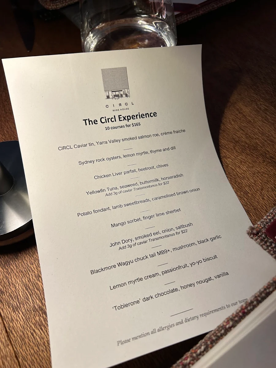 Menu, Circl
