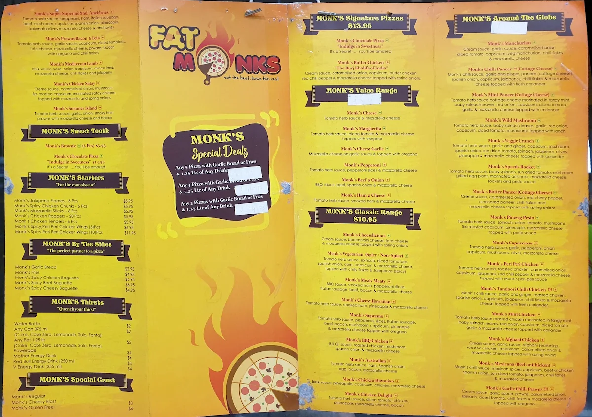Menu, Fat Monks Wentworthville