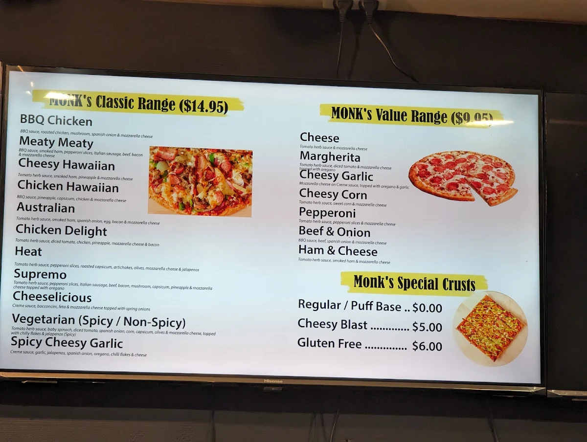 Menu, Fat Monks Wentworthville
