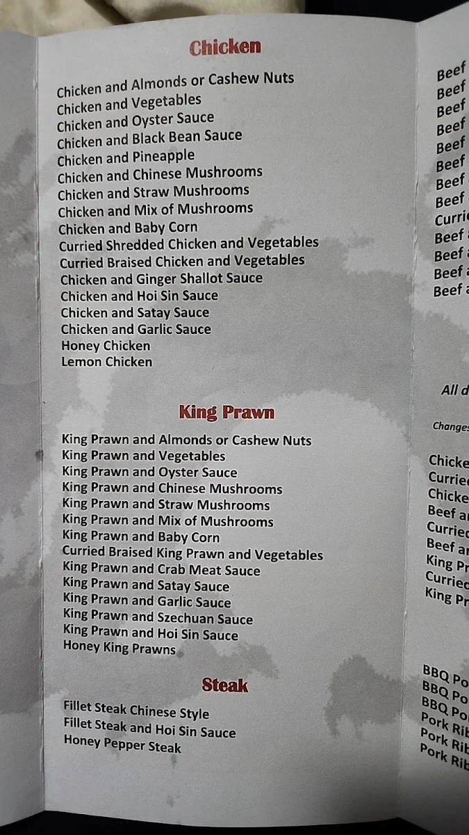 Menu, Lucky Inn Chinese Restaurant