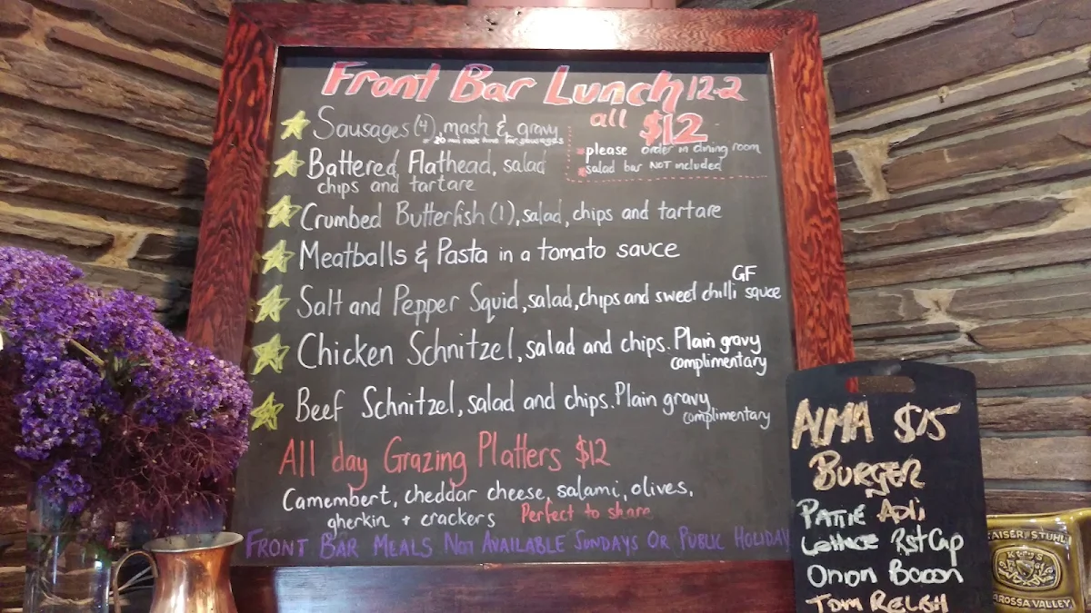 Menu, Alma Hotel
