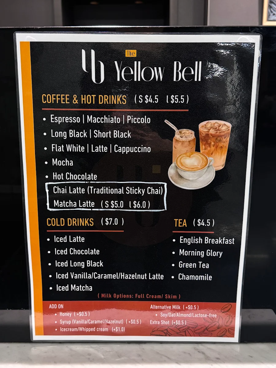 Menu, Yellow Bell Cafe
