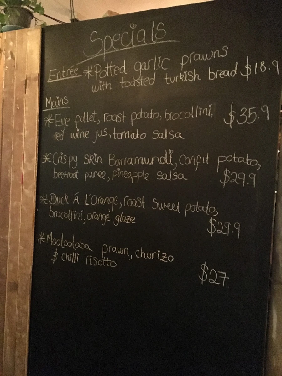 Menu, Coolum Beach Bar