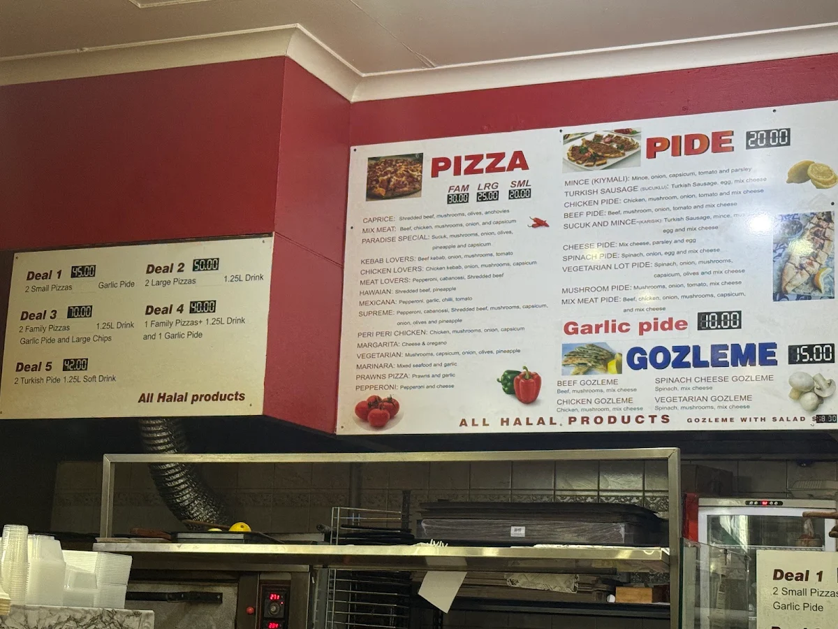 Menu, Paradise Cuisine