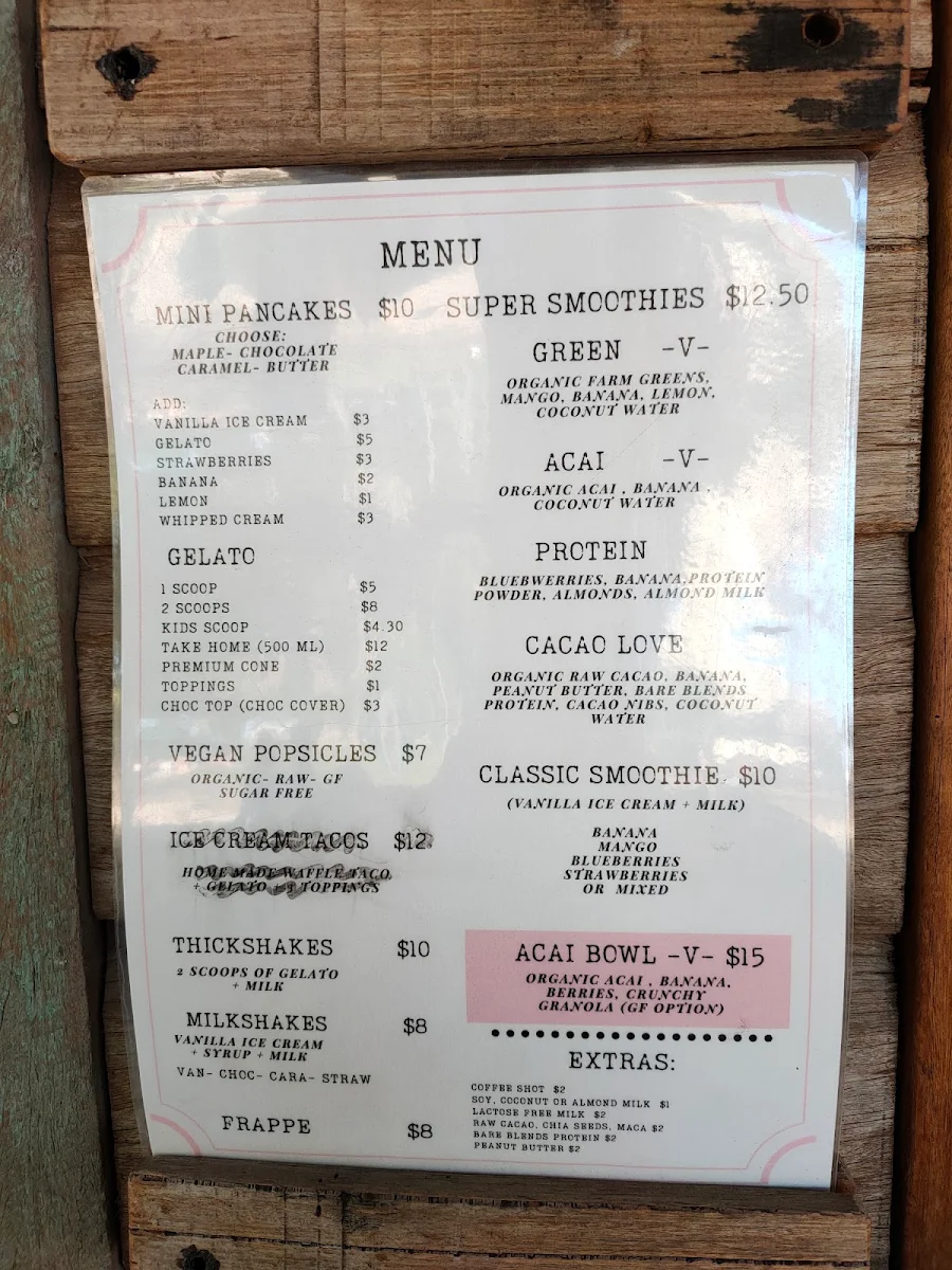 Menu, BAYLATO Byron Bay