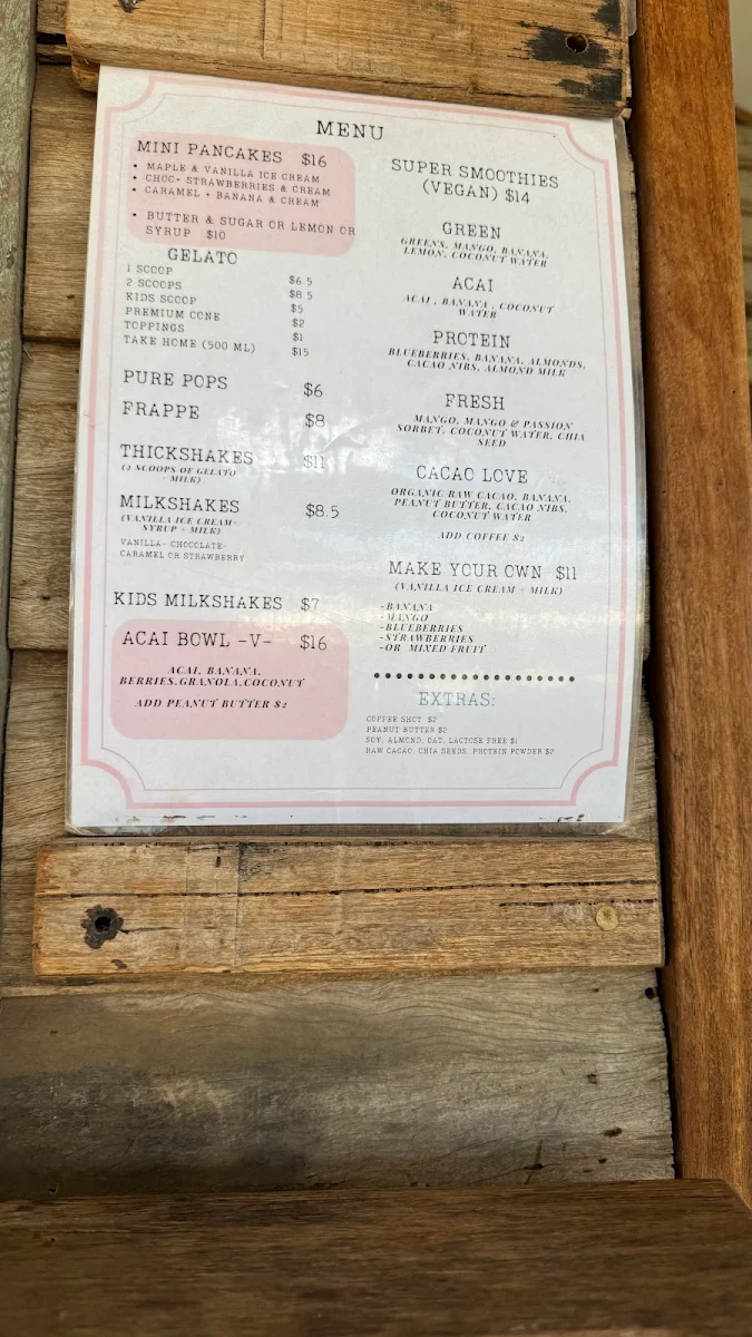Menu, BAYLATO Byron Bay