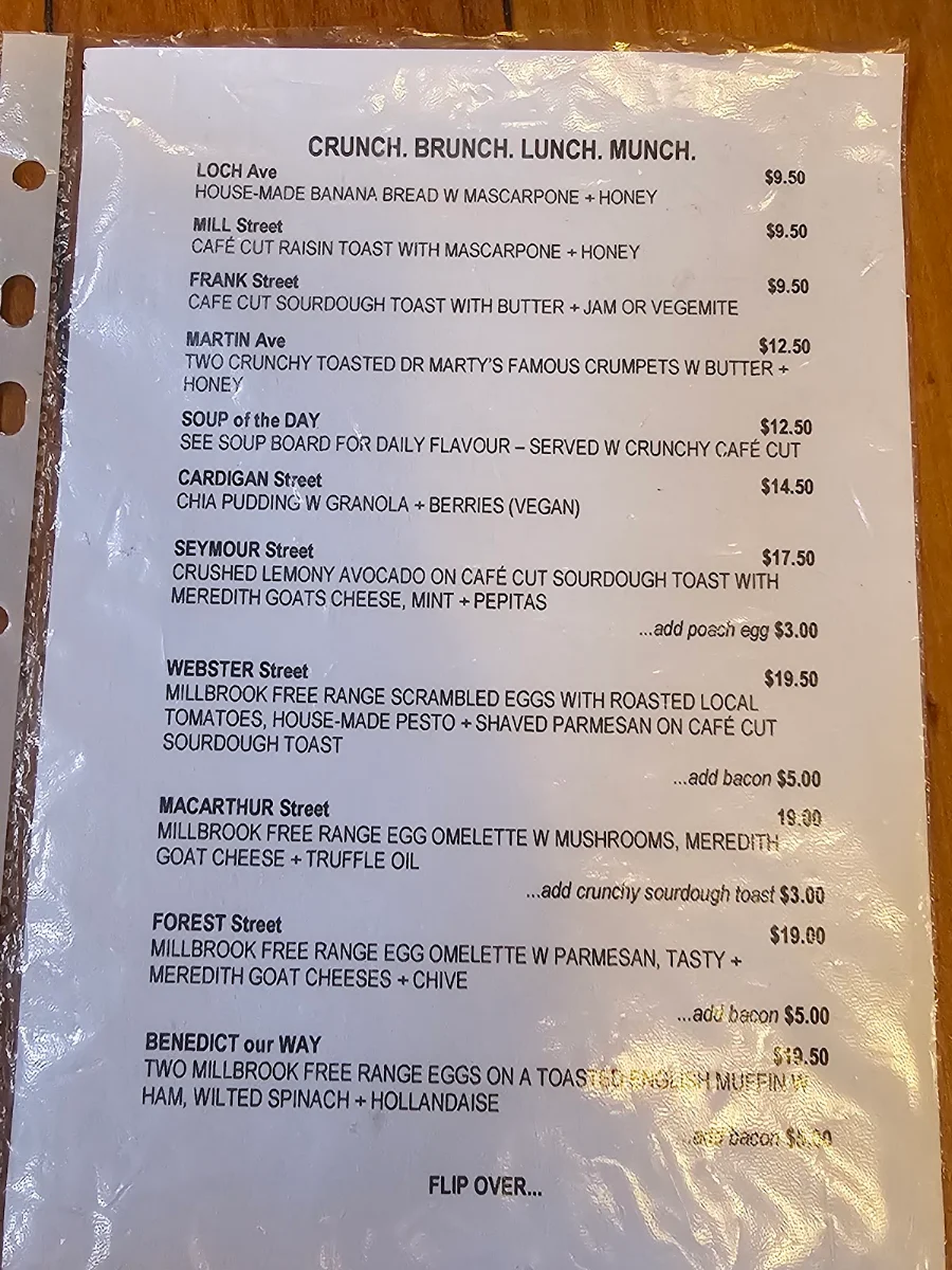 Menu, Lydiard General Cafe & Diner