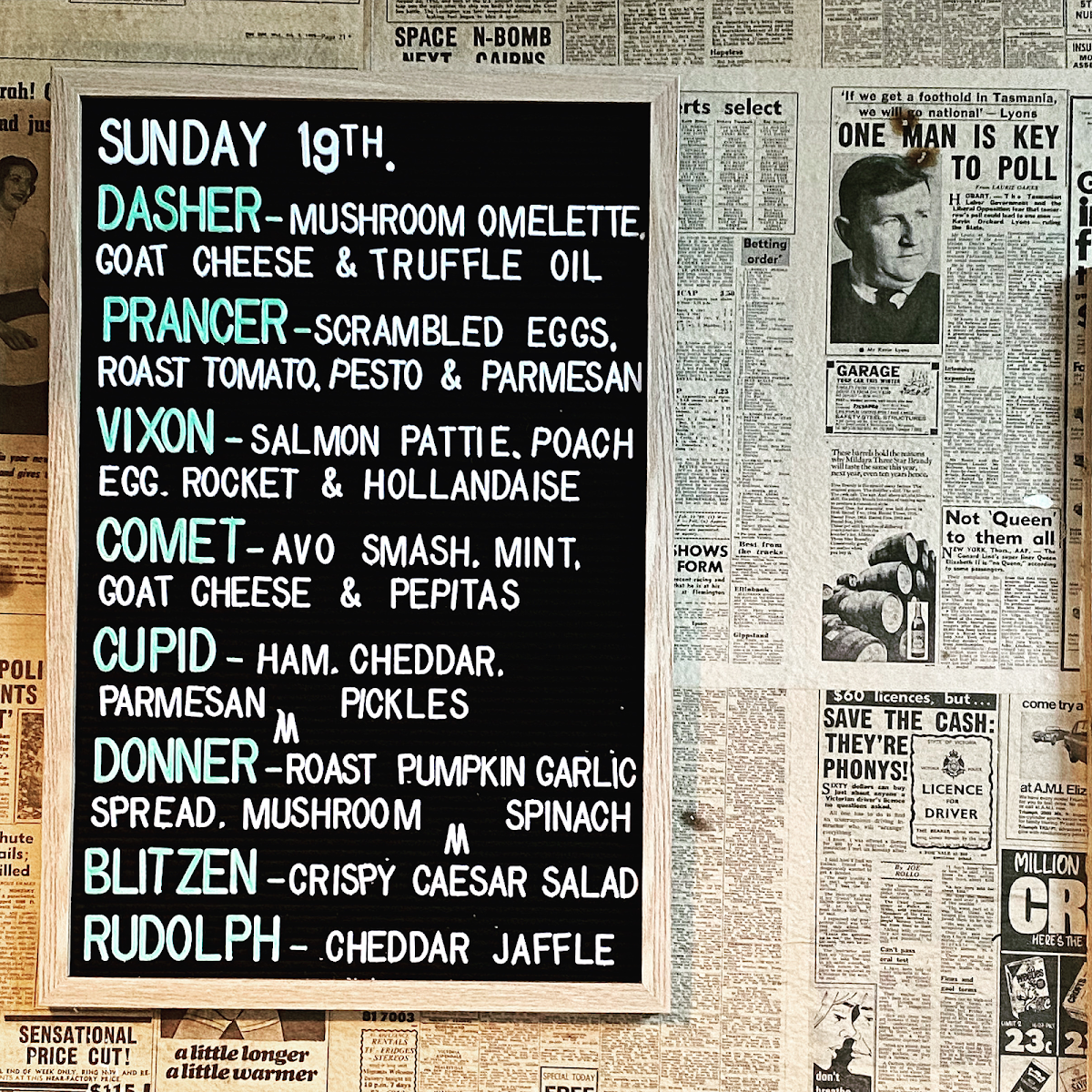 Menu, Lydiard General Cafe & Diner