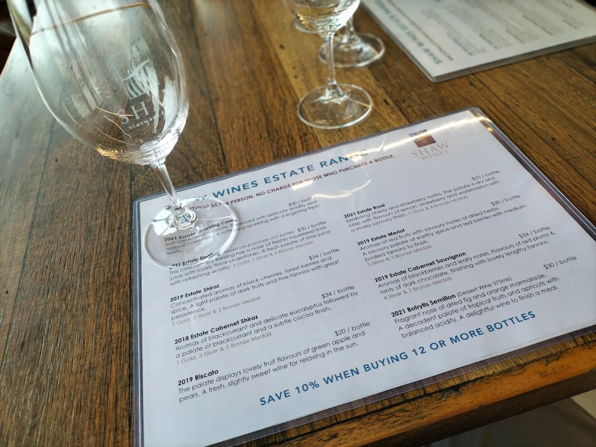 Menu, Shaw Estate