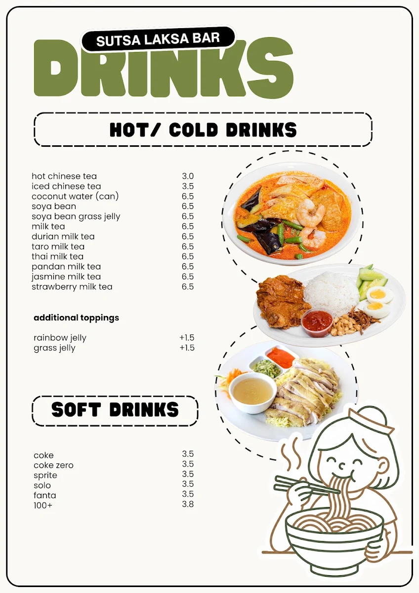 Menu, SUTSA Laksa Bar