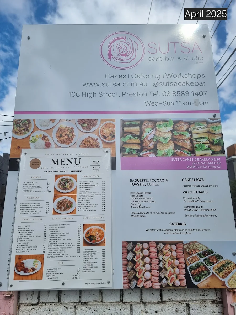 Menu, SUTSA Laksa Bar