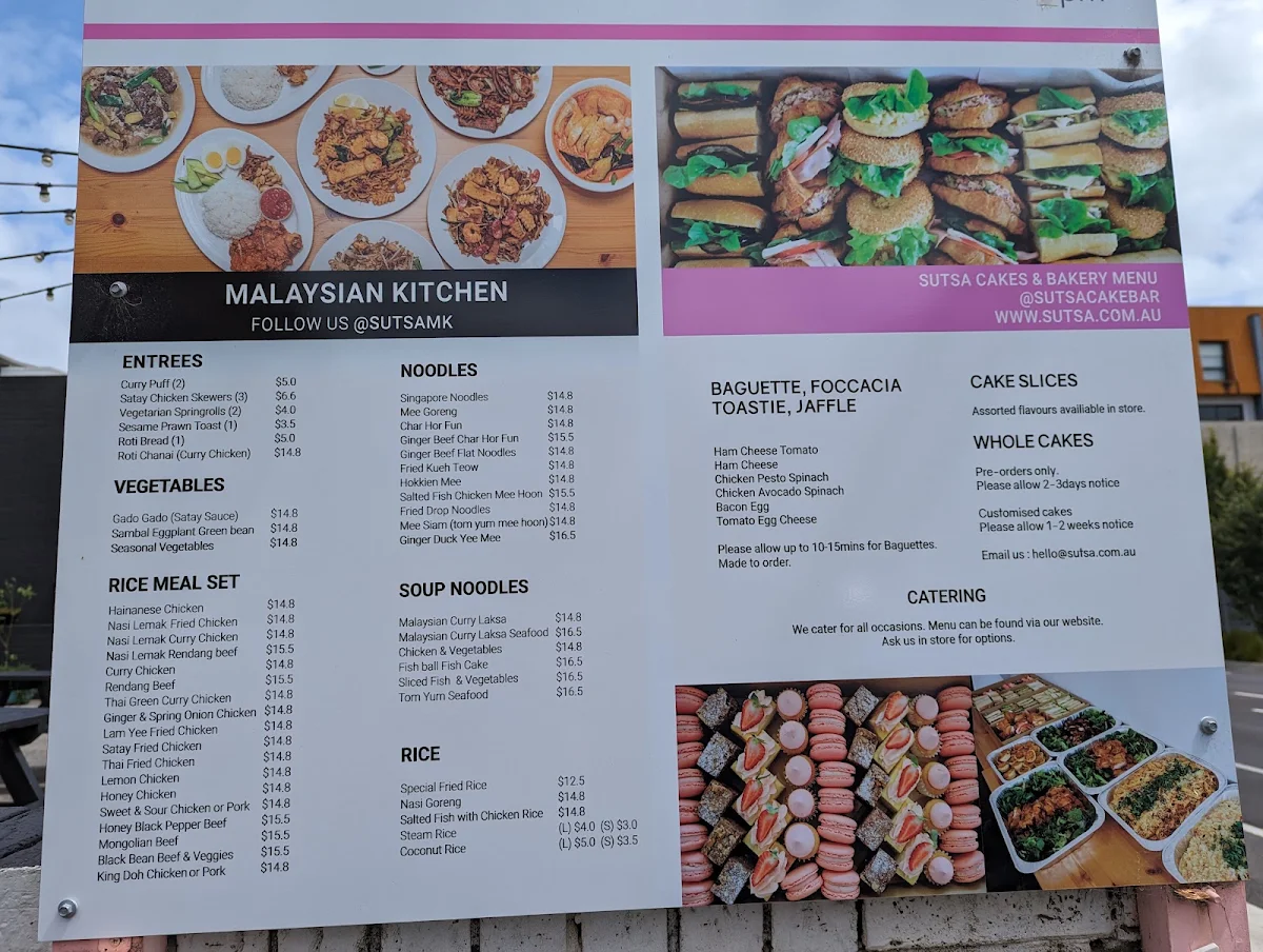 Menu, SUTSA Laksa Bar