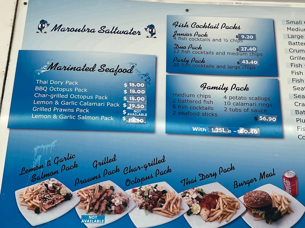 Menu, Maroubra Saltwater Quality Seafood