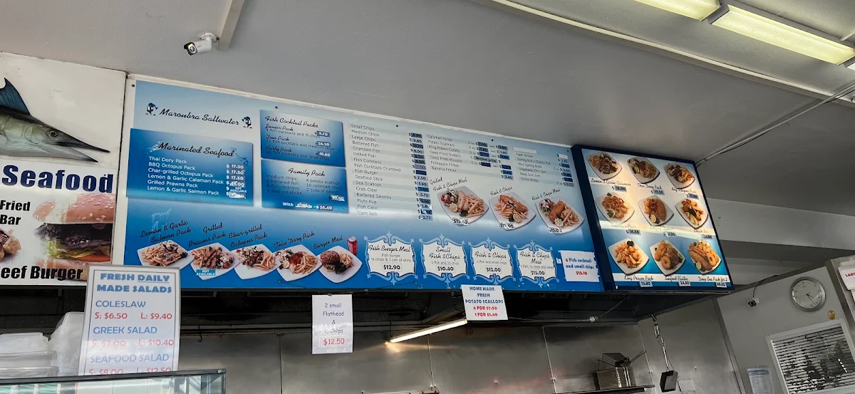 Menu, Maroubra Saltwater Quality Seafood