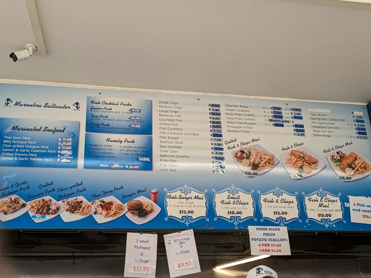 Menu, Maroubra Saltwater Quality Seafood