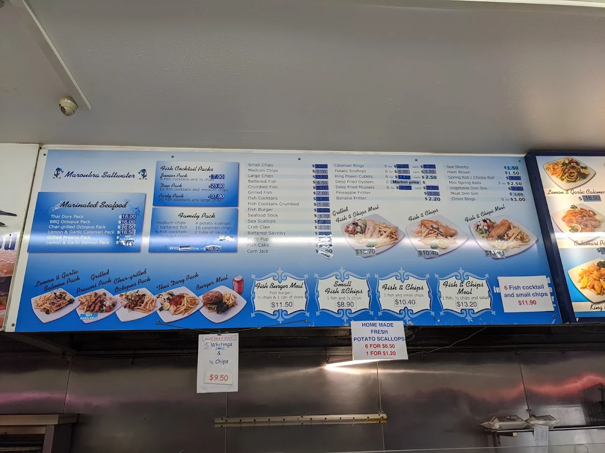 Menu, Maroubra Saltwater Quality Seafood