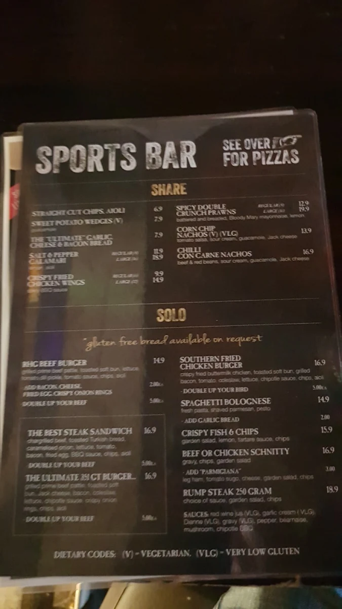 Menu, Fitzys Loganholme