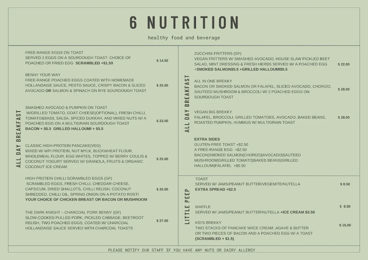 Menu, 6 Nutrition