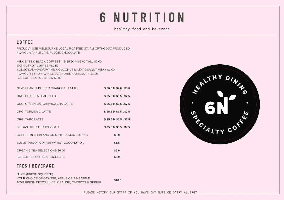 Menu, 6 Nutrition