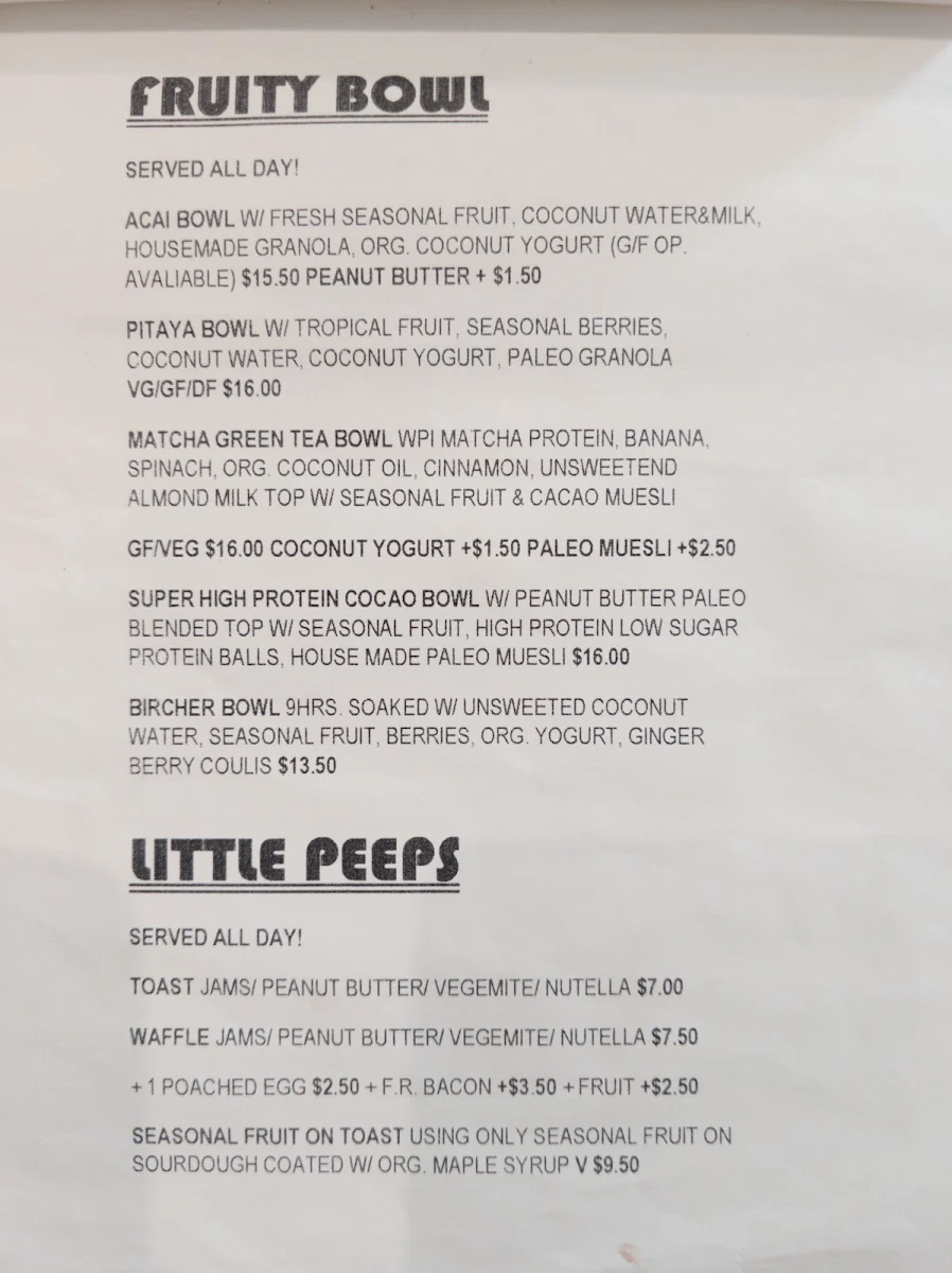 Menu, 6 Nutrition