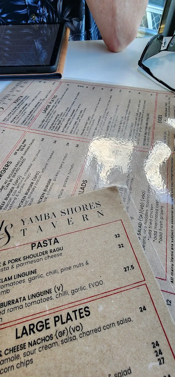 Menu, Yamba Shores Tavern