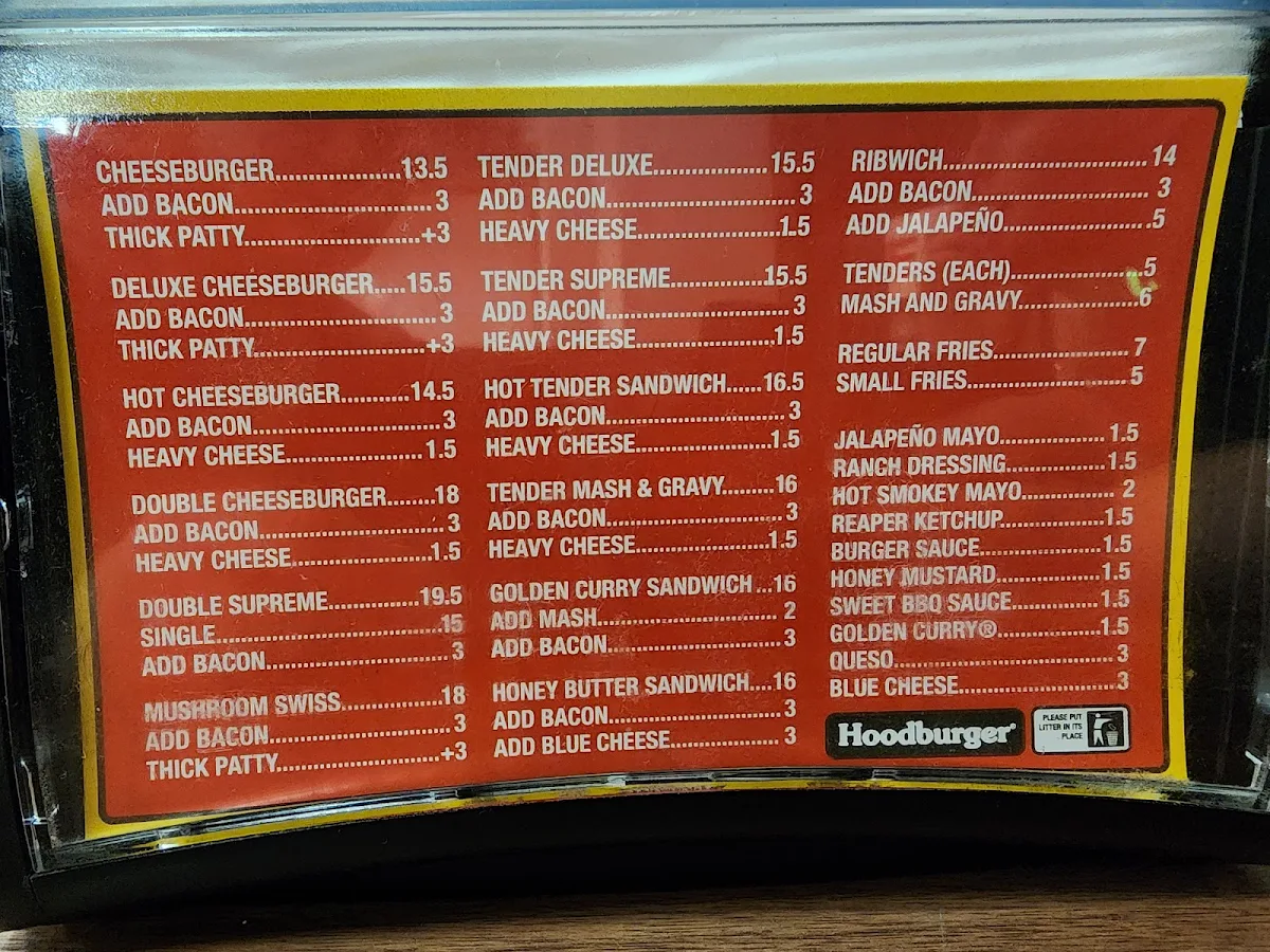Menu, Hoodburger Inglewood