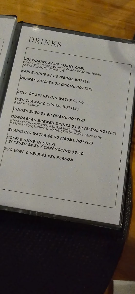 Menu, Little Venice Pizzeria