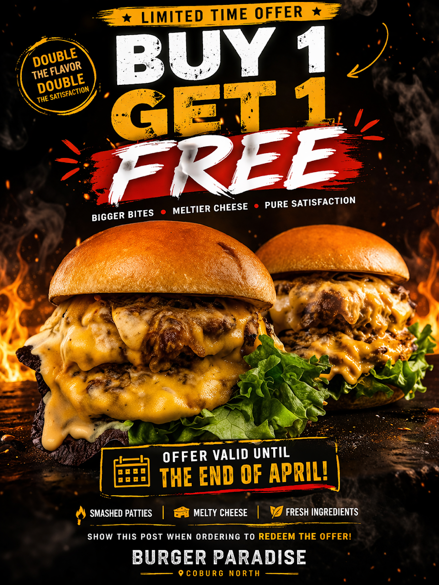 Menu, Burger Paradise