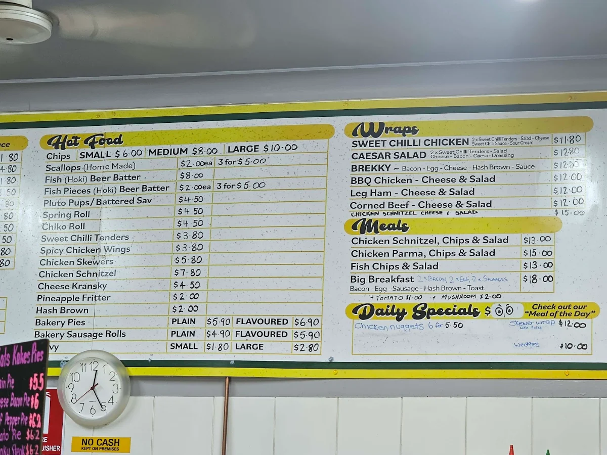 Menu, JD’S Pit Stop