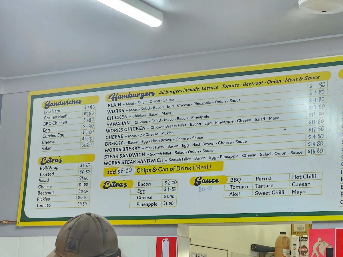 Menu, JD’S Pit Stop
