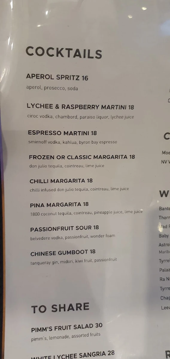 Menu, Beef and Beach Lennox Head