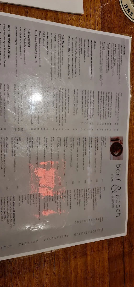 Menu, Beef and Beach Lennox Head
