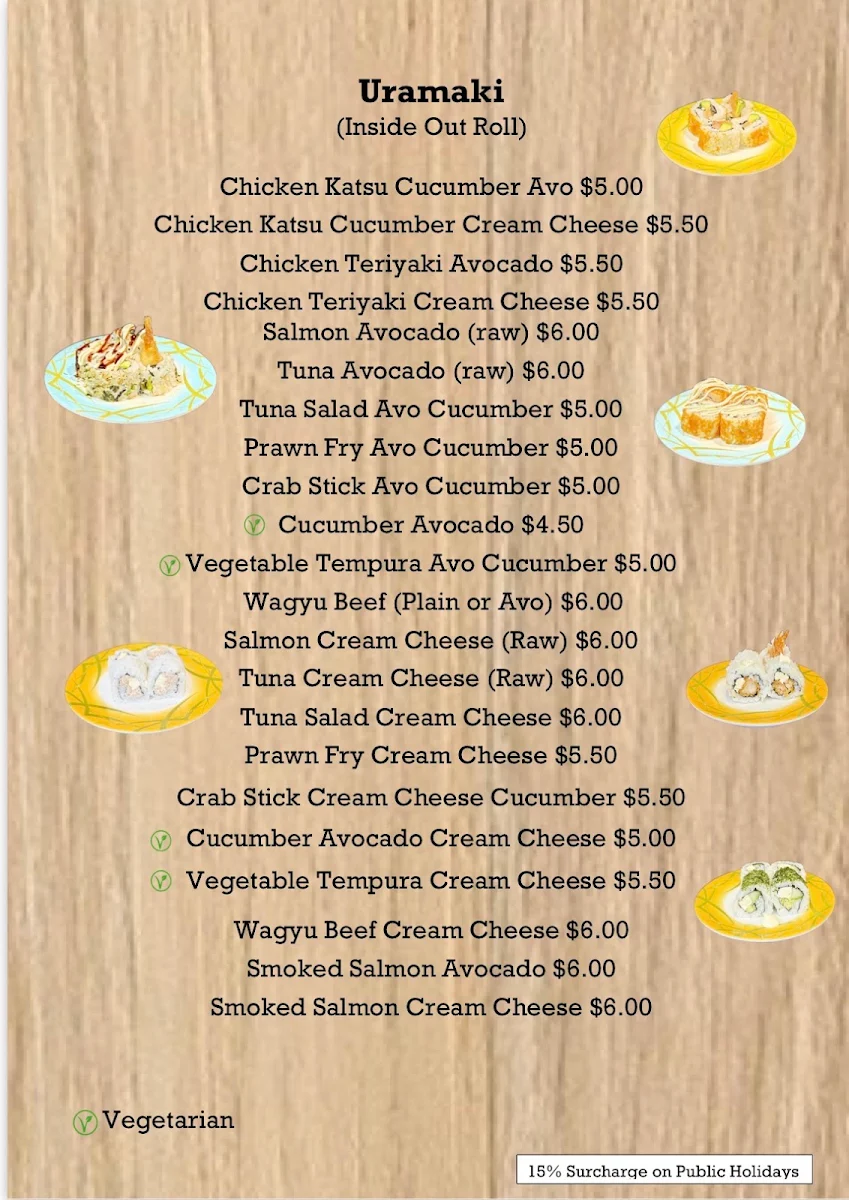 Menu, Mary Go Sushi