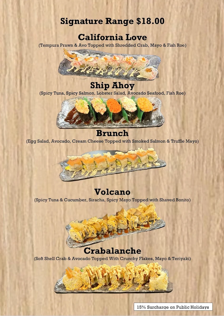 Menu, Mary Go Sushi