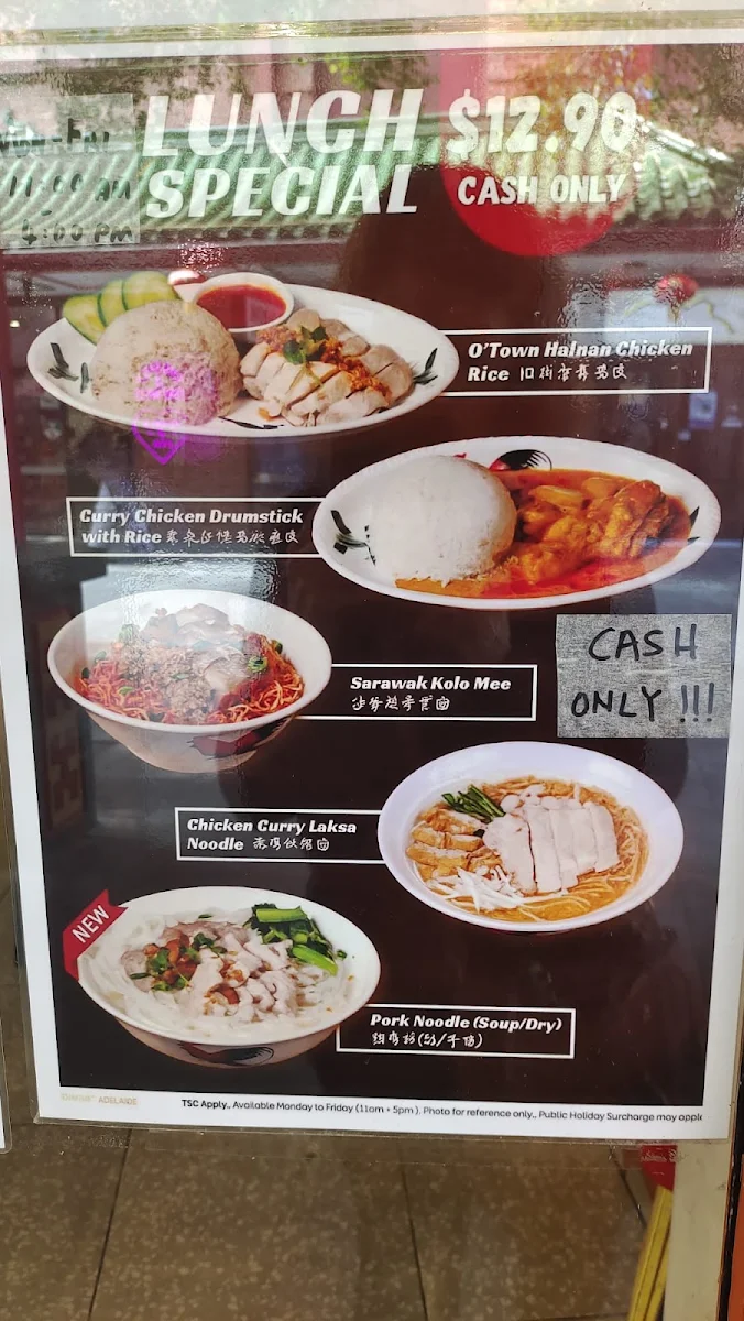 Menu, OTown Chinatown Adelaide