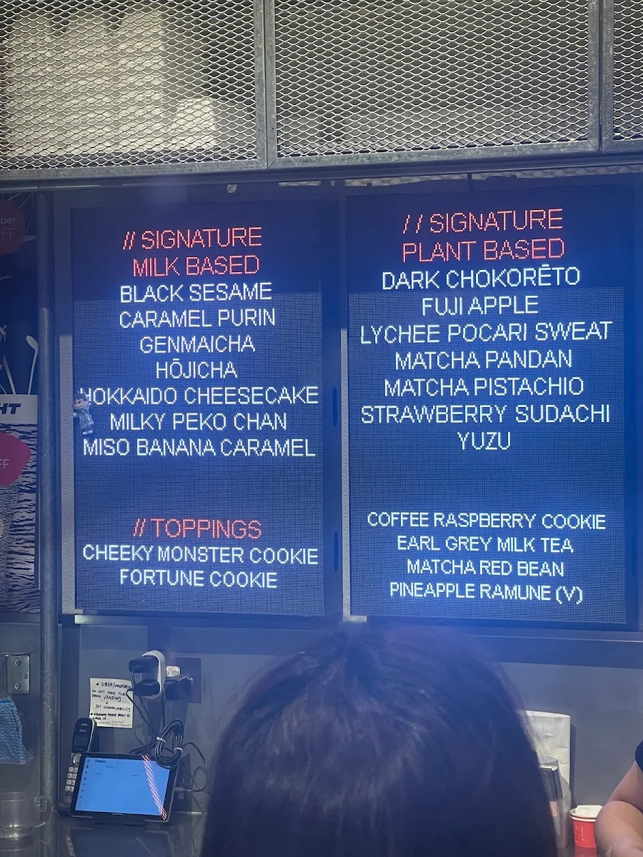Menu, Kōri Ice Cream CBD