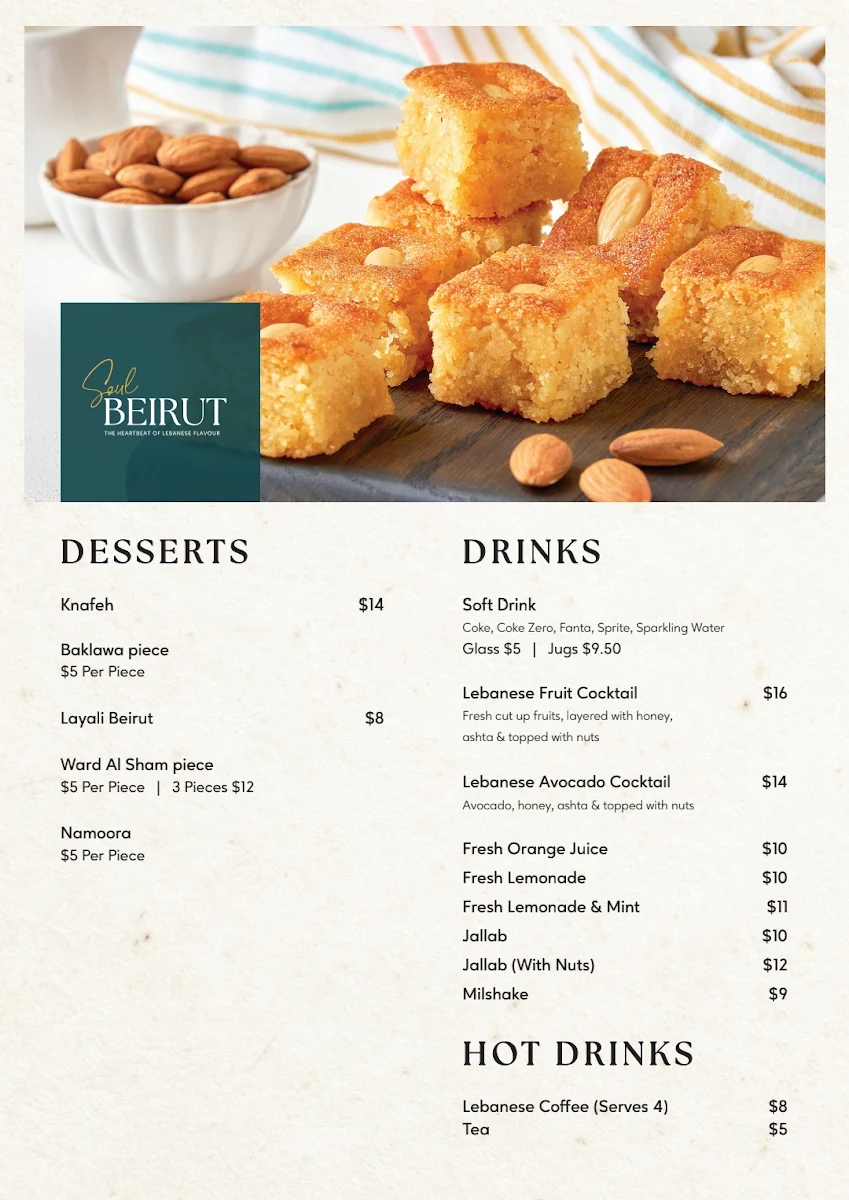 Menu, Soul Beirut