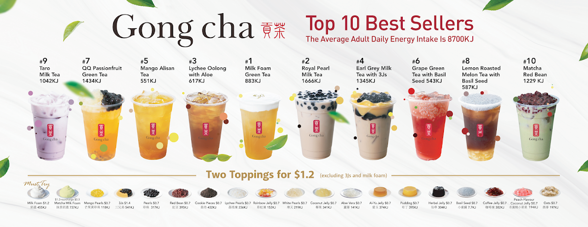 Menu, Gong Cha Calamvale