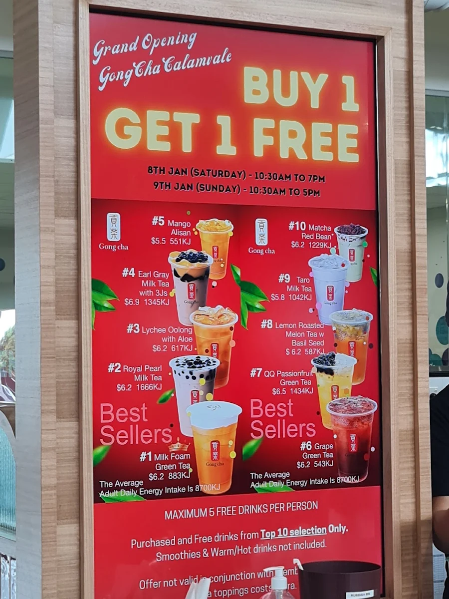 Menu, Gong Cha Calamvale
