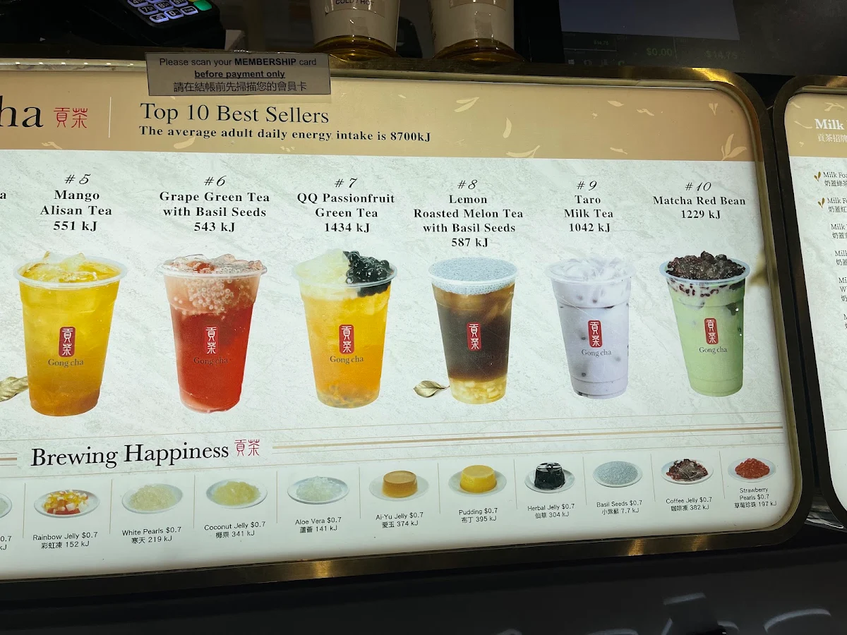 Menu, Gong Cha Calamvale