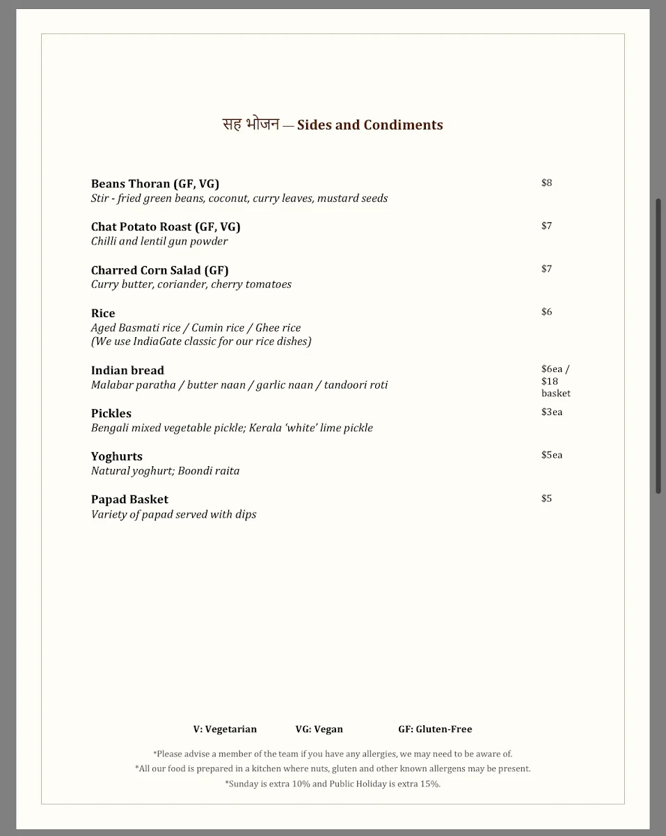 Menu, Loha