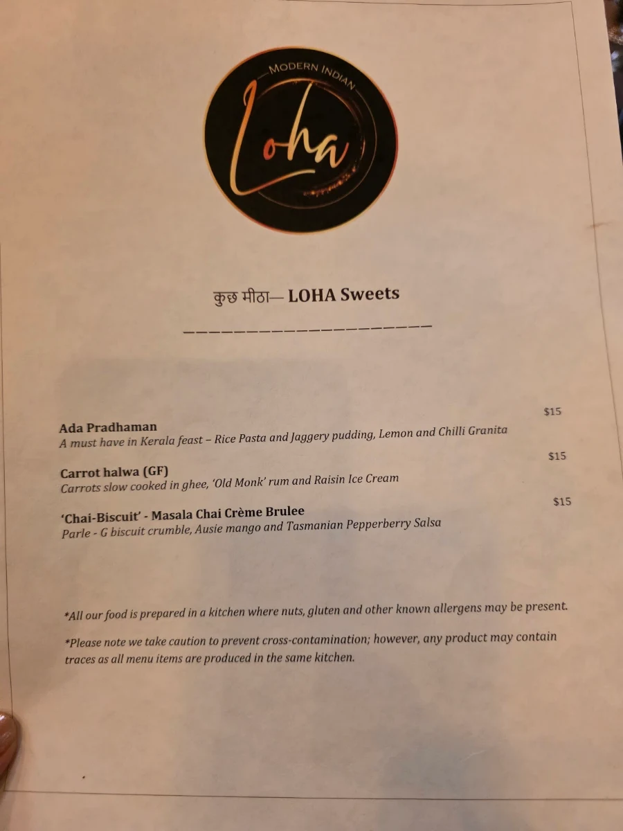 Menu, Loha