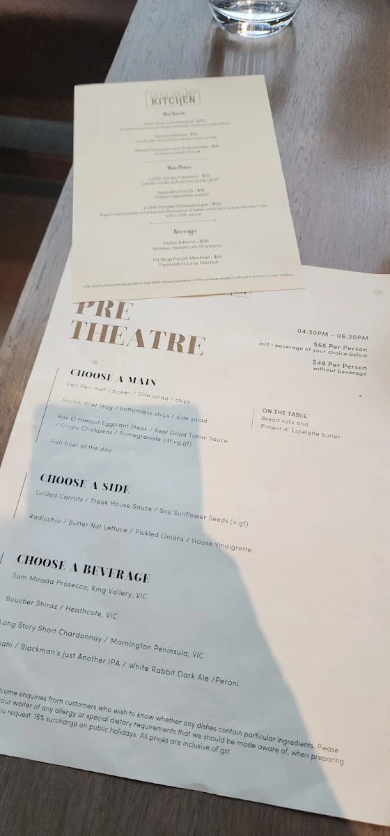 Menu, Little Collins St Kitchen Restaurant & Bar