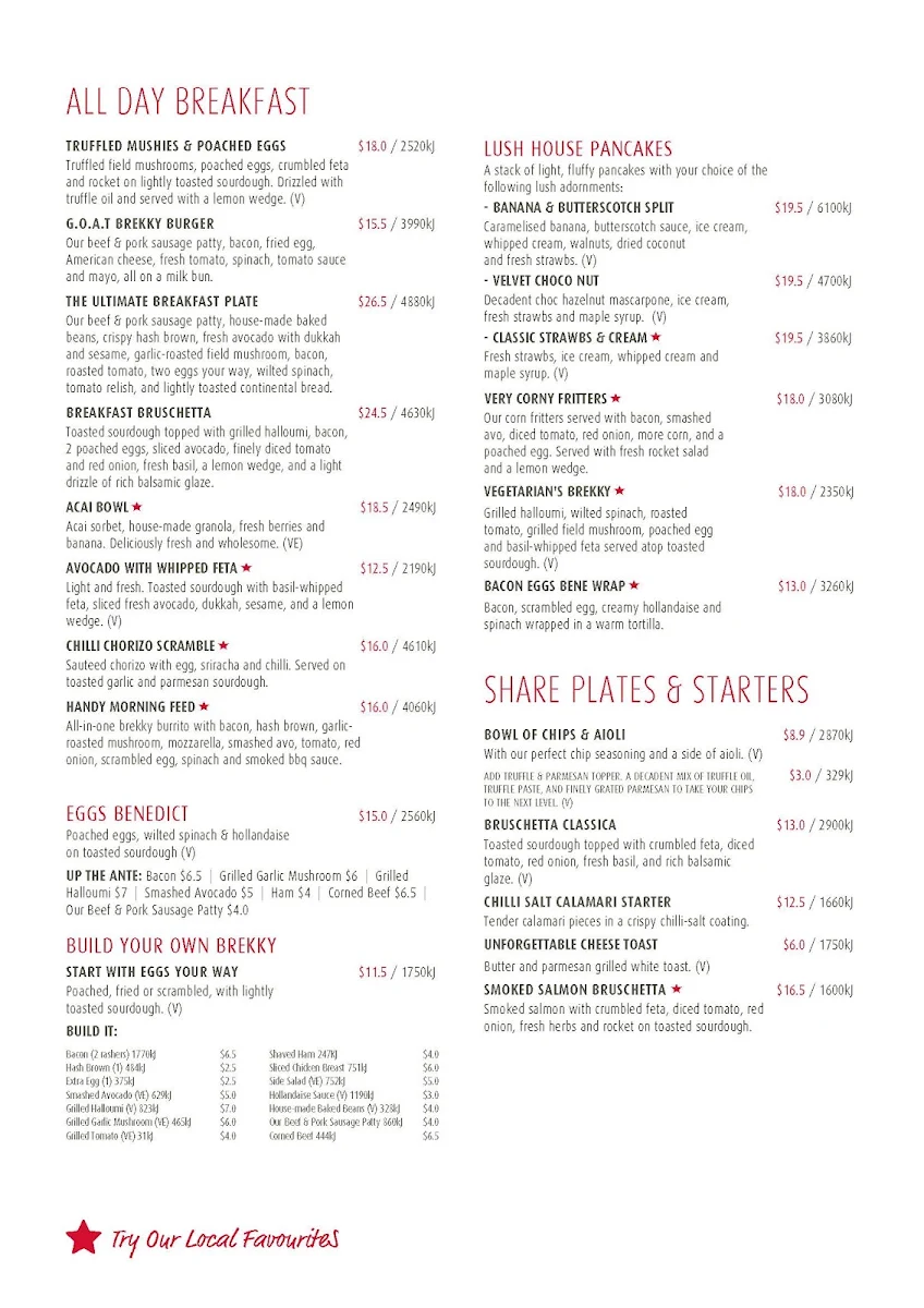 Menu, Stellarossa Narangba